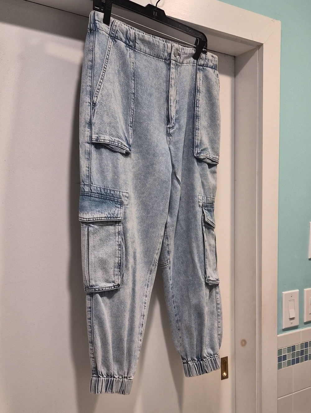 AllSaints- US 8 Light Blue Cargo Boyfriend Jeans